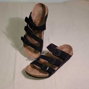Birkenstock Papillio Florida Sandals Black Velvet Size 38, EUC.